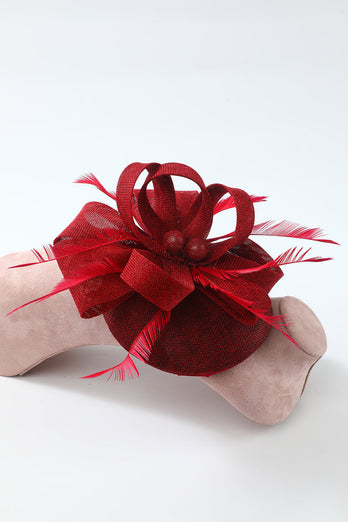 1920s Burgundy Headband With Feathers