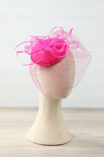 1920s Fuchsia Women Headband With Veil