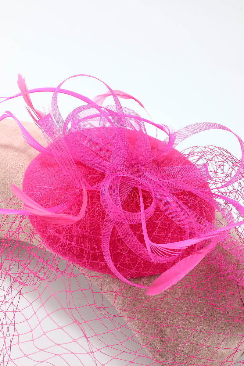 Load image into Gallery viewer, 1920s Fuchsia Women Headband With Veil