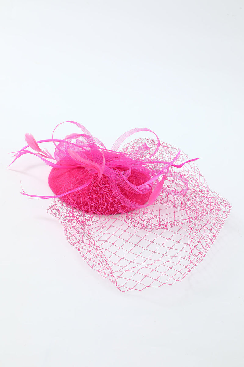 Load image into Gallery viewer, 1920s Fuchsia Women Headband With Veil