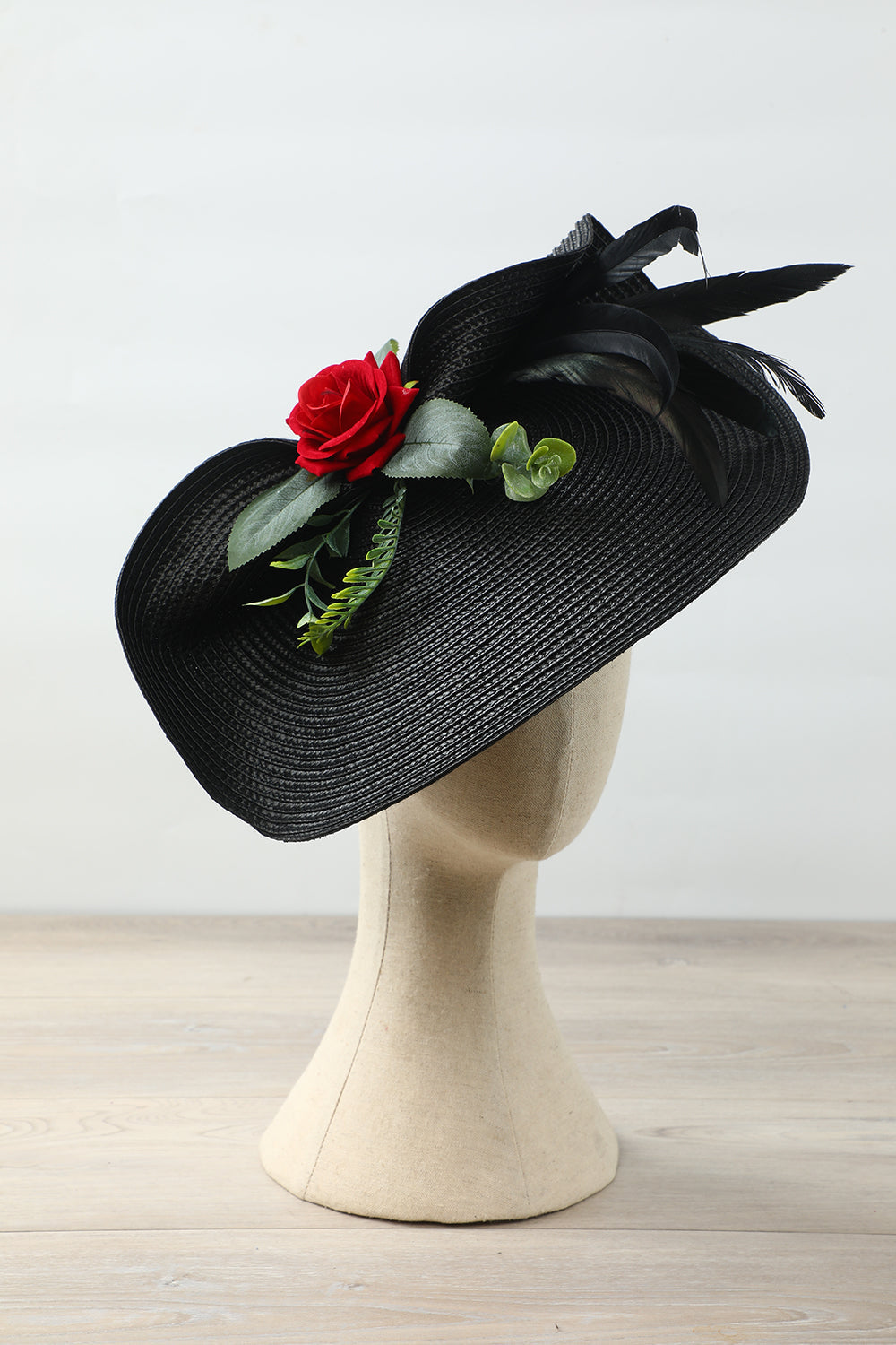 1920s Black Headband with Flower