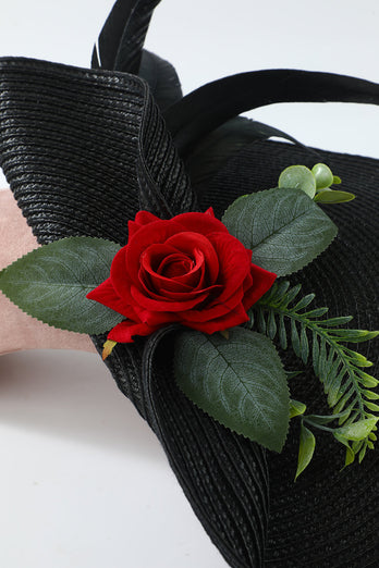 1920s Black Headband with Flower