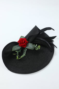 1920s Black Headband with Flower