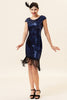 Load image into Gallery viewer, Blue Round Neck 1920s Flapper Dress