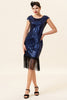 Load image into Gallery viewer, Blue Round Neck 1920s Flapper Dress