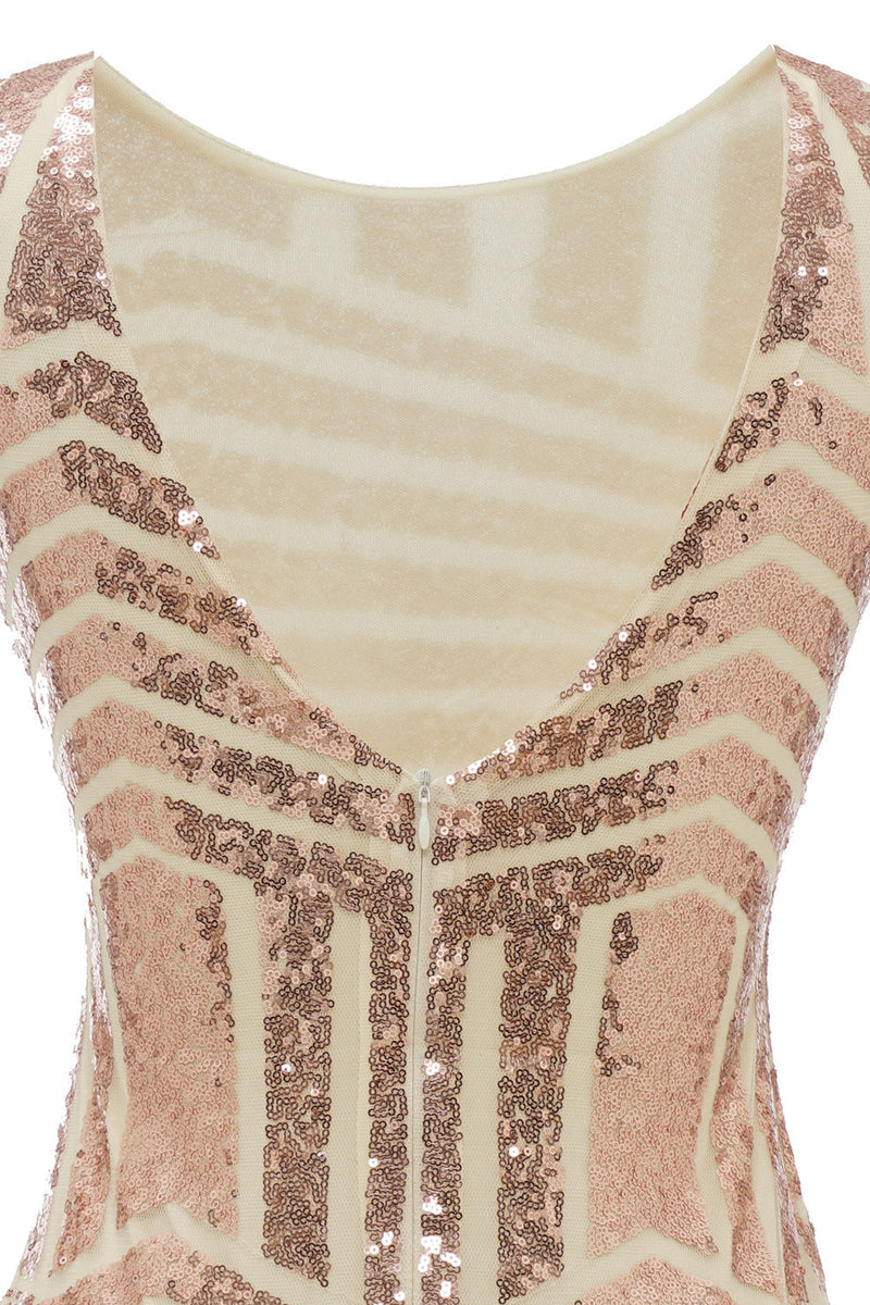 Load image into Gallery viewer, Blush Round Neck 1920s Flapper Dress