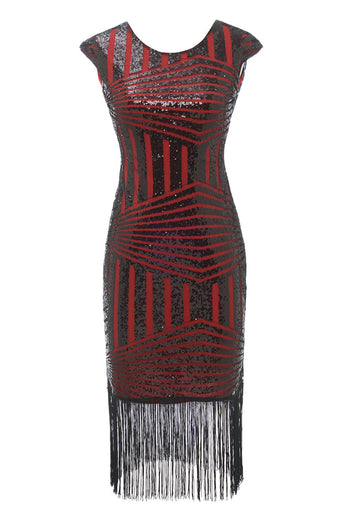 Red Round Neck 1920s Flapper Dress