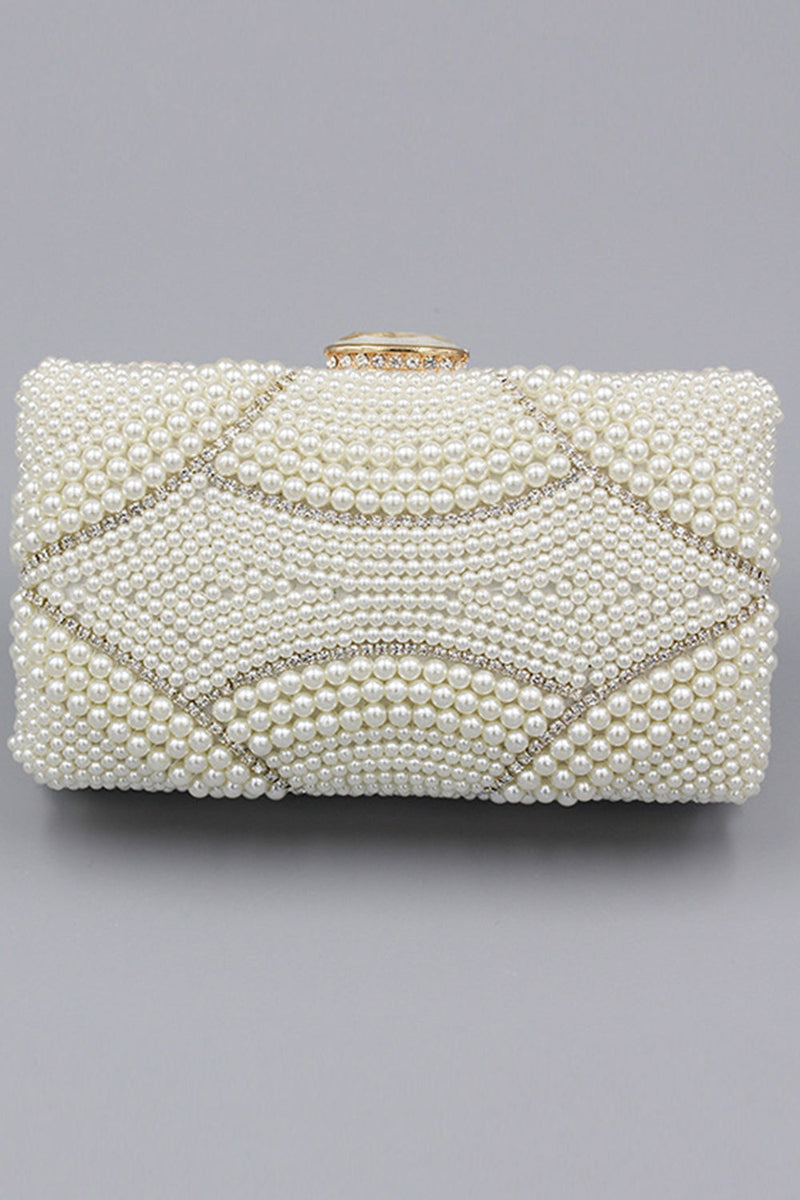 Load image into Gallery viewer, Ivory Beaded Pearls Party Clutch