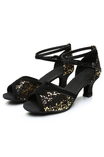 Black Gold Sequin 1920s Sandal