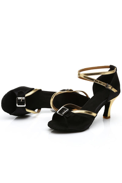 Black and Gold T-Straps 1920s Sandal