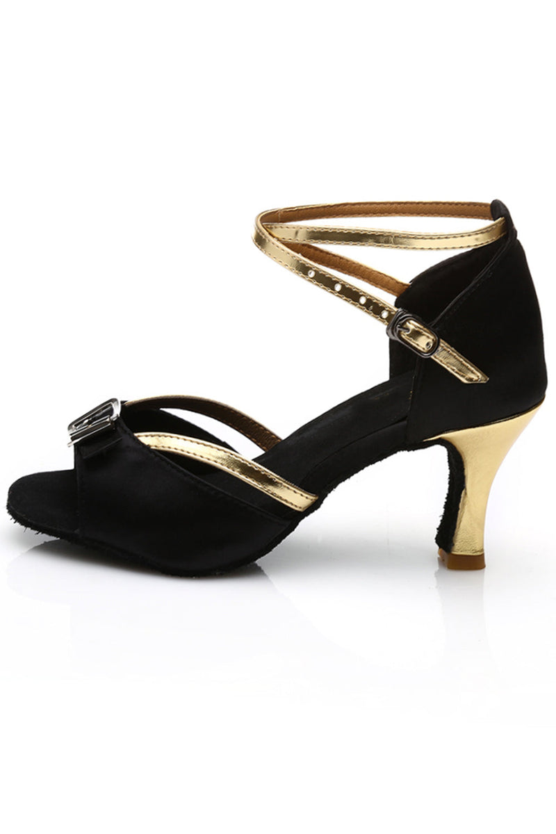 Load image into Gallery viewer, Black and Gold T-Straps 1920s Sandal