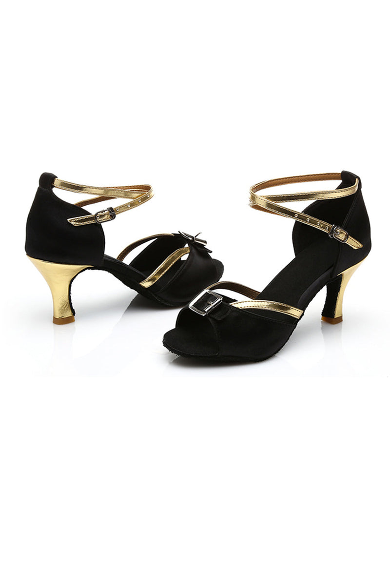 Load image into Gallery viewer, Black and Gold T-Straps 1920s Sandal