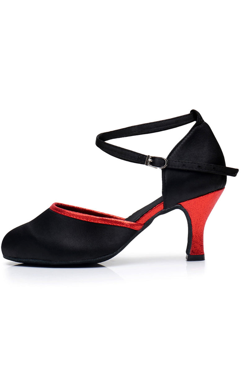 Load image into Gallery viewer, Black and Red Pointed 1920s Shoes