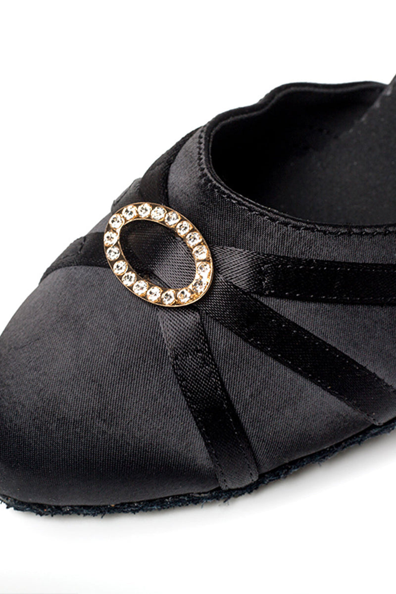 Load image into Gallery viewer, Black High Heel Diamond Buckle Modern 1920s Dance Shoes
