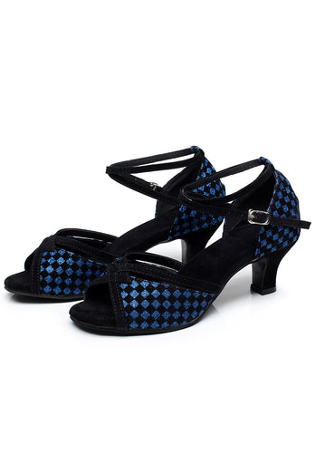 Blue Plaid Pointed Sandal 1920s Heel