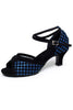 Load image into Gallery viewer, Blue Plaid Pointed Sandal 1920s Heel