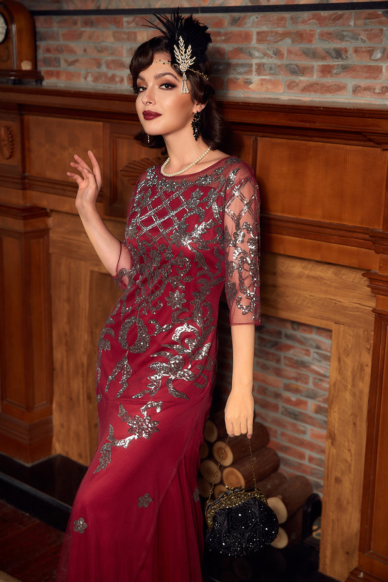 Load image into Gallery viewer, Red Sequins 1920s Dress