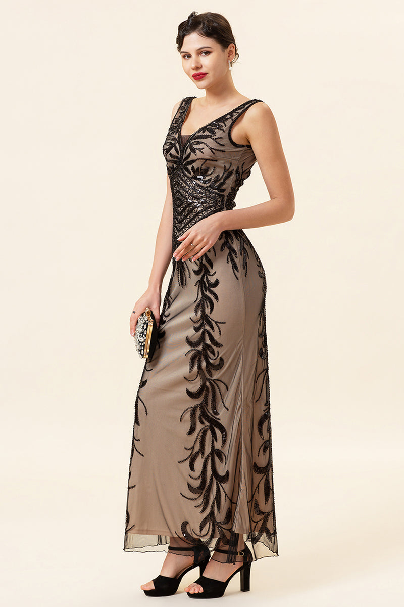 Load image into Gallery viewer, Champagne Sequins Gatsby 1920s Prom Dress