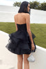 Load image into Gallery viewer, Cute Strapless Tulle Black Graduation Dress