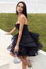 Load image into Gallery viewer, Cute Strapless Tulle Black Graduation Dress