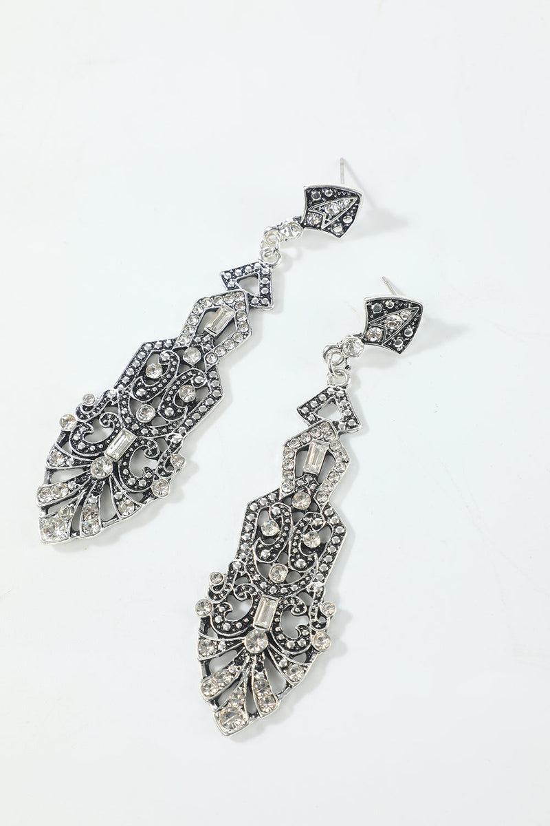 Load image into Gallery viewer, Black Six Pieces Headpiece Golve Earrings 1920s Accessories Set