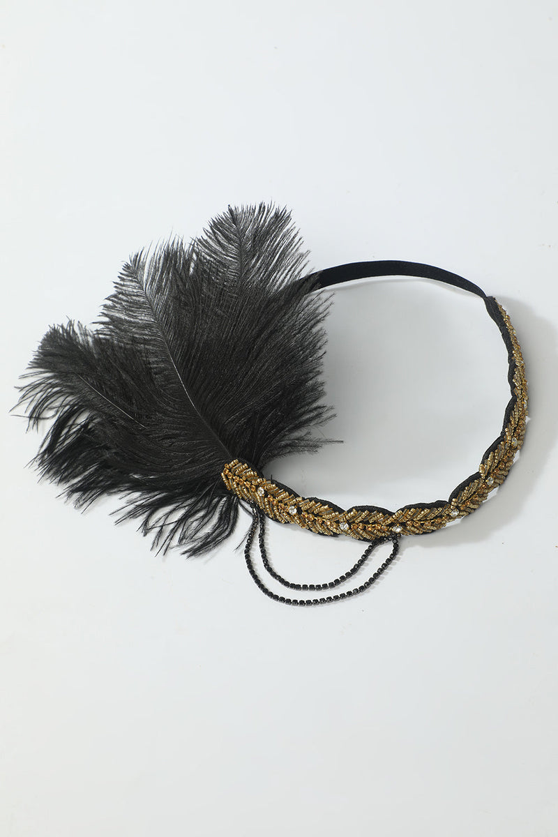 Load image into Gallery viewer, Black Six Pieces Wrap Headpiece 1920s Accessories Set