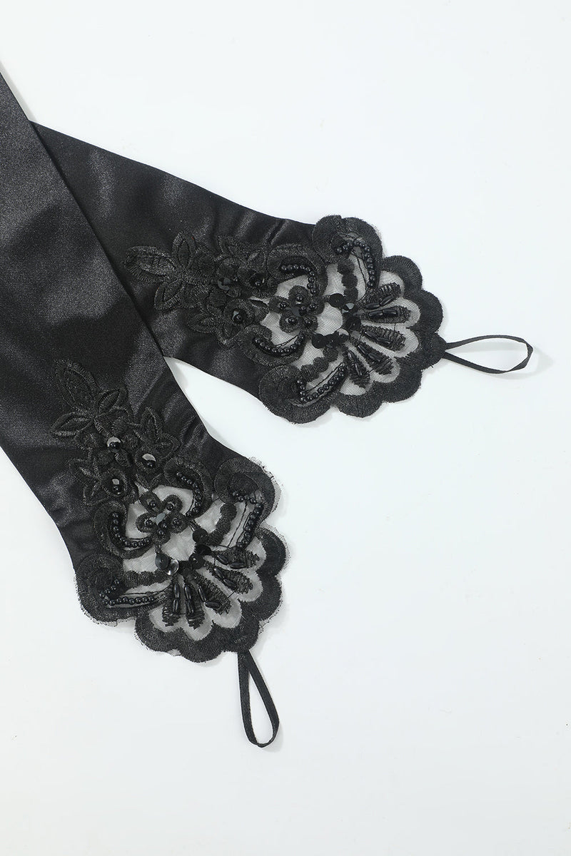 Load image into Gallery viewer, Black Six Pieces Necklace Gloves 1920s Party Accessories