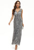 Load image into Gallery viewer, Sequin V-neck Sheath Long Formal Dress