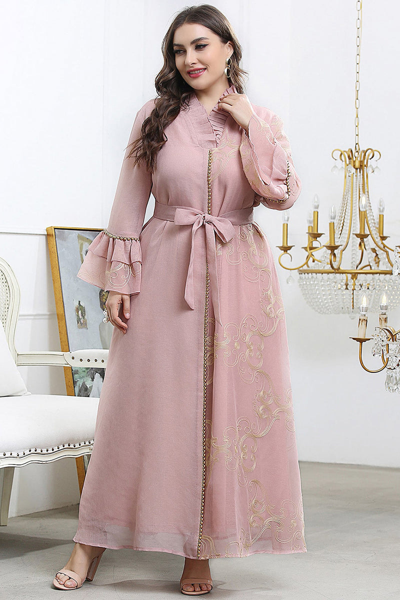 Load image into Gallery viewer, Plus Size Pink Mother of The Bride Dress with Sleeves