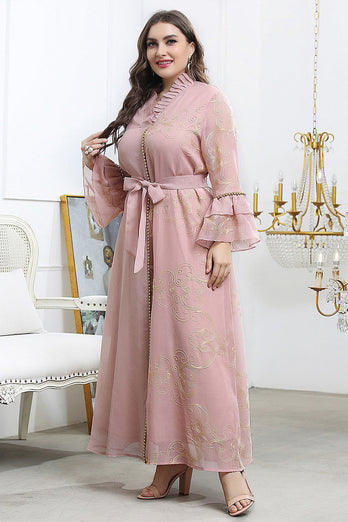 Plus Size Pink Mother of The Bride Dress with Sleeves