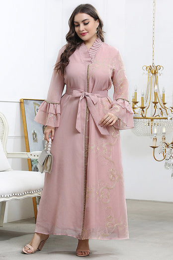 Plus Size Pink Mother of The Bride Dress with Sleeves