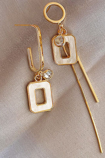 Golden Asymmetrical Tassel Long Earrings