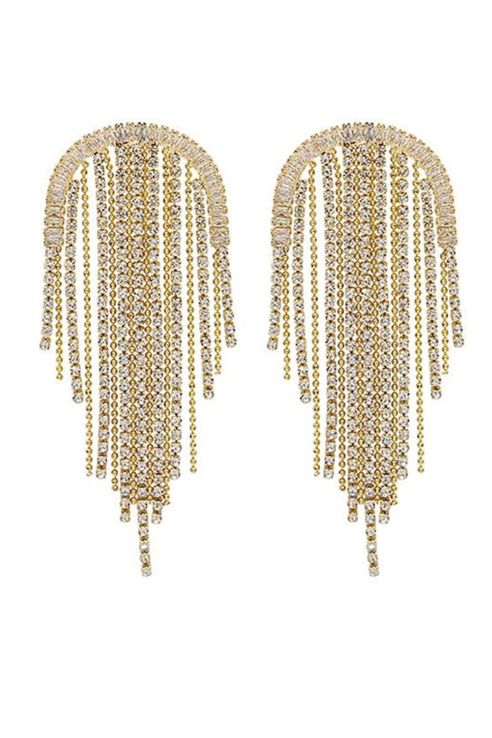 Golden Tassel Rhinestones Earrings