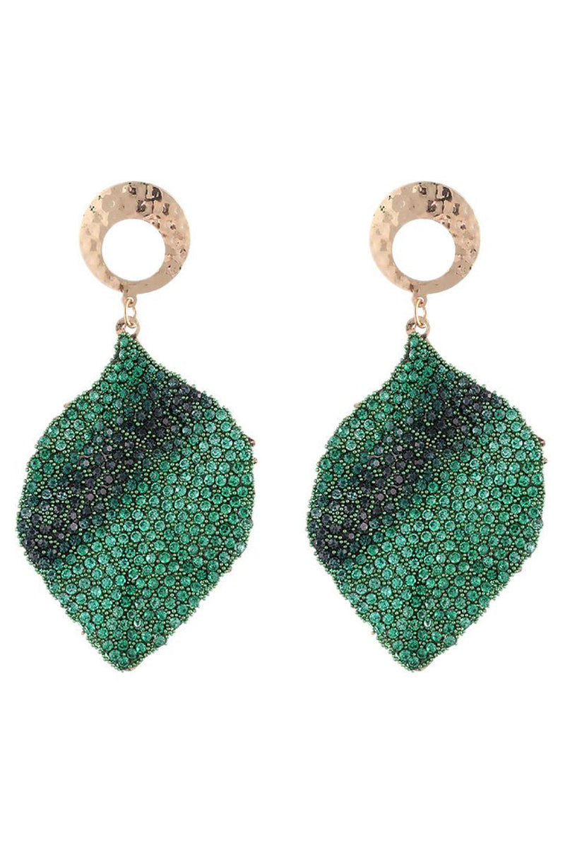 Load image into Gallery viewer, Leaves Alloy Rhinestones Geometric Earrings