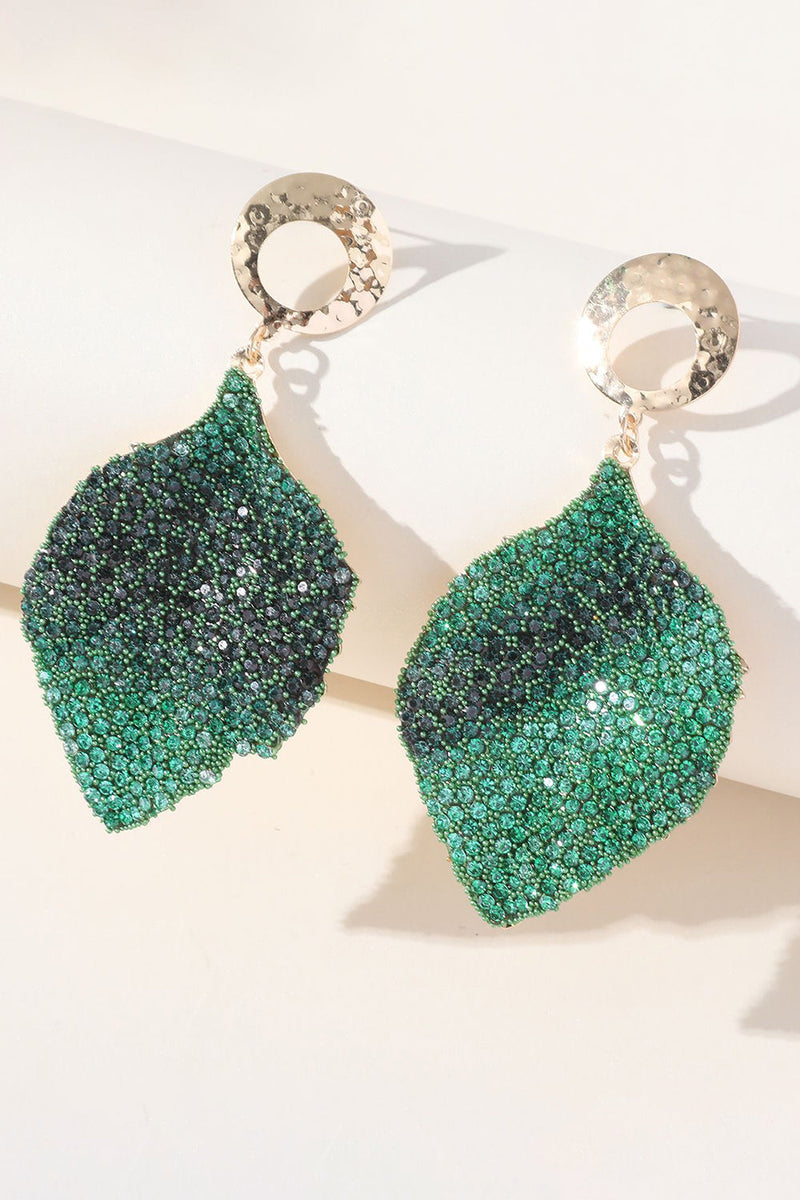 Load image into Gallery viewer, Leaves Alloy Rhinestones Geometric Earrings