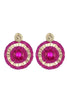 Load image into Gallery viewer, Alloy Rhinestones Fuchsia Round Earrings