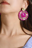 Load image into Gallery viewer, Alloy Rhinestones Fuchsia Round Earrings