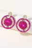 Load image into Gallery viewer, Alloy Rhinestones Fuchsia Round Earrings