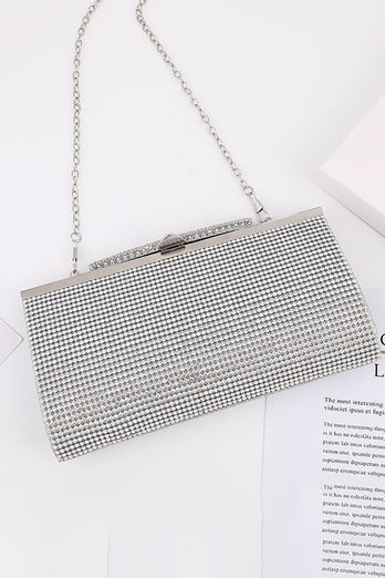 Silver Rhinestone Evening Clutch Bag