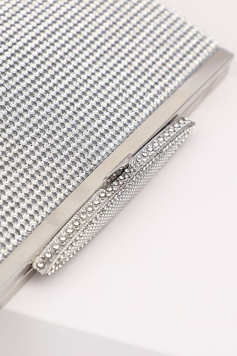 Load image into Gallery viewer, Silver Rhinestone Evening Clutch Bag