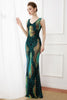 Load image into Gallery viewer, Dark Green Sequins Sheath Long 1920s Dress