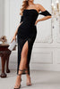 Load image into Gallery viewer, Black Off the Shoulder Party Dress With Slit