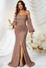 Load image into Gallery viewer, Mermaid Strapless Sequins Corset Formal Dress with Slit