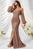 Load image into Gallery viewer, Mermaid Strapless Sequins Corset Formal Dress with Slit