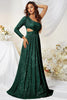 Load image into Gallery viewer, Glitter Cut Out One Shoulder Dark Green Formal Dress