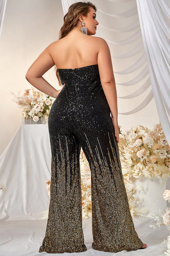 Plus Size Sparkly Black Formal Jumpsuit