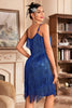 Load image into Gallery viewer, Golden Spaghetti Straps Fringed Roaring 20s Great Gatsby Dress