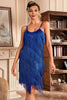 Load image into Gallery viewer, Golden Spaghetti Straps Fringed Roaring 20s Great Gatsby Dress