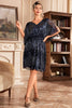 Load image into Gallery viewer, Navy Sparkly 1920s Dress with Sequins