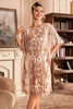 Load image into Gallery viewer, Batwing Sleeves Champagne Sequins 1920s Dress